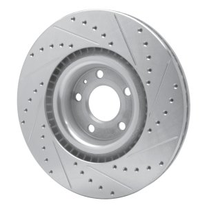 Audi S4 Brake Rotor (1) - Front Left - R1 Concepts - Drilled & Slotted - Silver - `04-`09